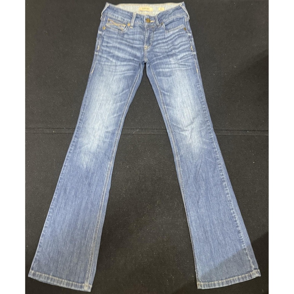 Ariat REAL Jeans Womens 27L Blue Medium Wash Perfect Rise Slim Bootcut Denim - Picture 3 of 12
